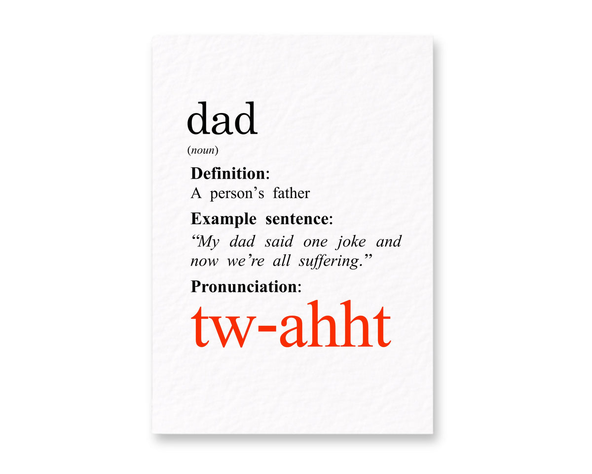 Dad Definition Greeting Card- Birthday, Father's Day Card For Father, Thoughtful, Rude Funny Quote
