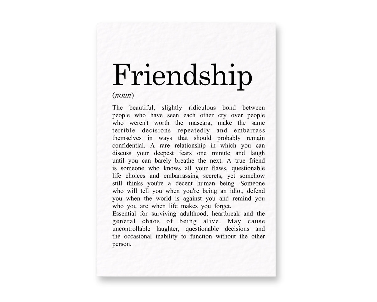 Funny Friendship Definition Card, Best Friend Birthday Gift, Heartfelt Humour, Unique Friendship Greeting
