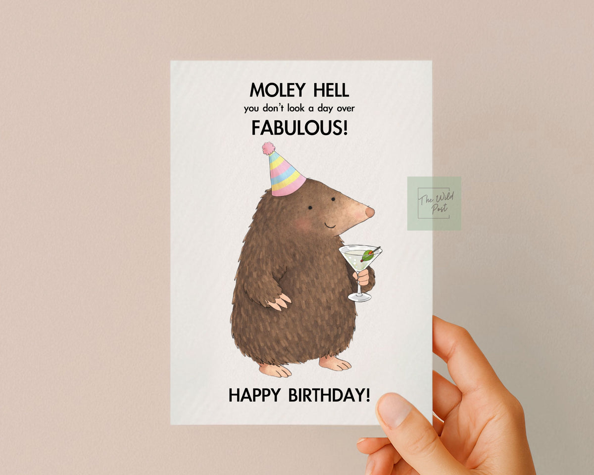 Funny Mole Birthday Card: Cute Fabulous Mole Humorous Design Greeting Card, Animal Gift, Moley Hell
