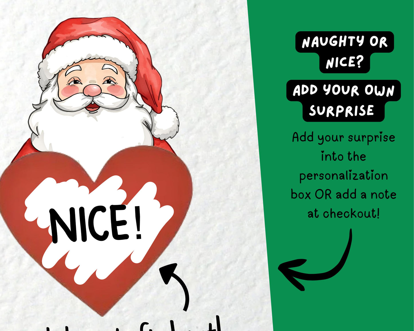 Christmas Surprise Scratch Card, Santa Reveal, Surprise Greeting Card, Holiday, Birthday Gift For Partner, Loved One, Naughty or Nice?