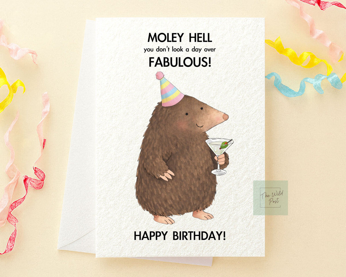 Funny Mole Birthday Card: Cute Fabulous Mole Humorous Design Greeting Card, Animal Gift, Moley Hell
