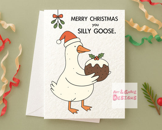 Silly Goose Christmas Card, Cute Christmas Card, Funny Merry Christmas Card