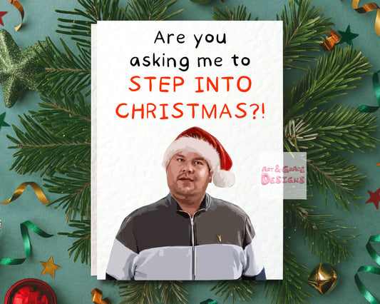 Smithy Greeting Christmas Card, Step Into Christmas? Humorous Greeting Card