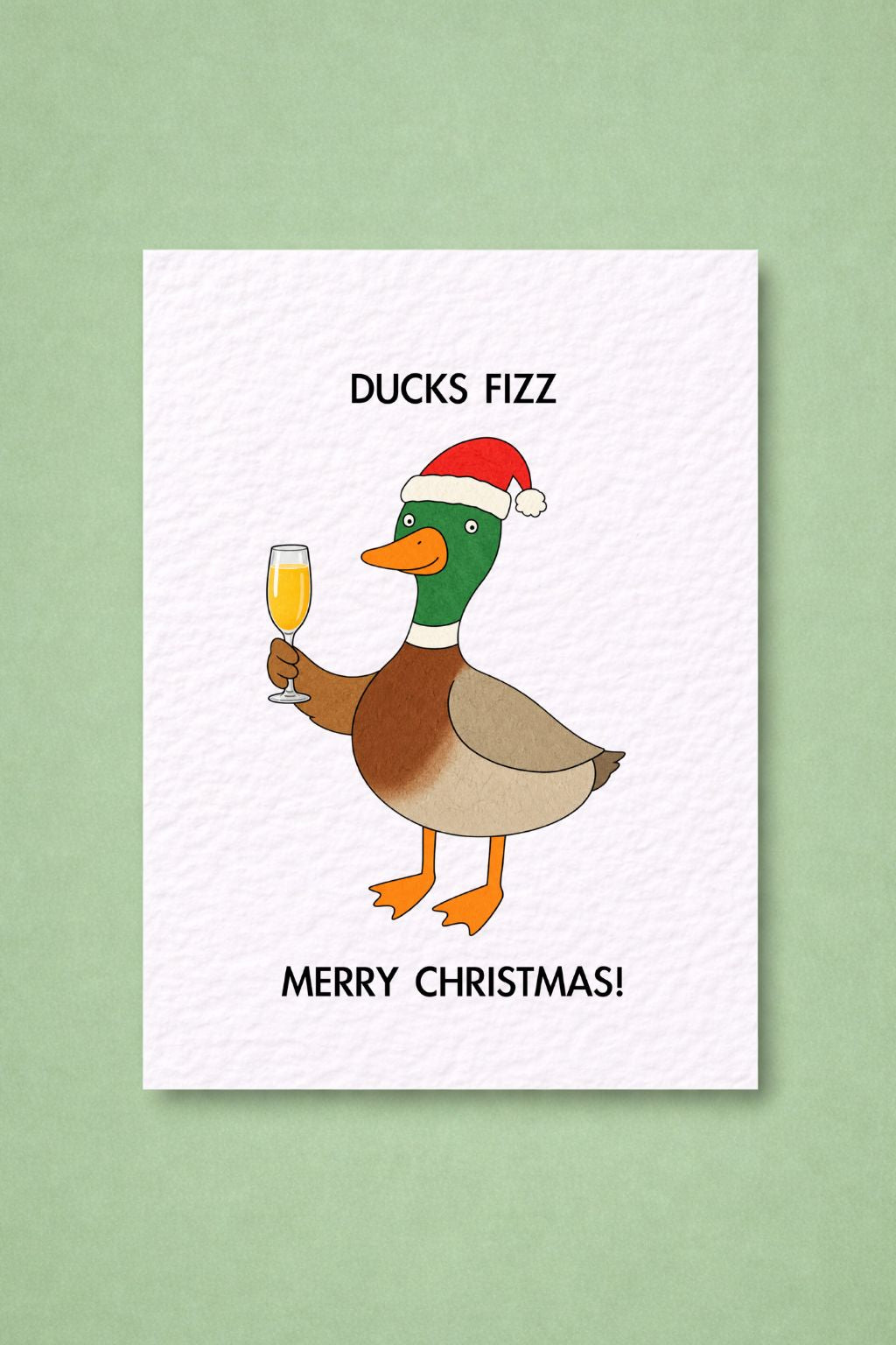 Funny Christmas Duck Card, Festive Pun, Champagne Humour, Quirky Fizz Champagne Greeting