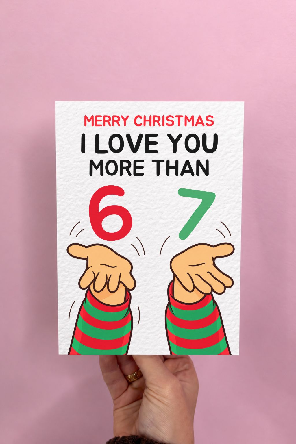 Funny 6-7 Christmas, Greeting Card From Daughter, Son, Girlfriend, Boyfriend, Partner Six Seven Meme