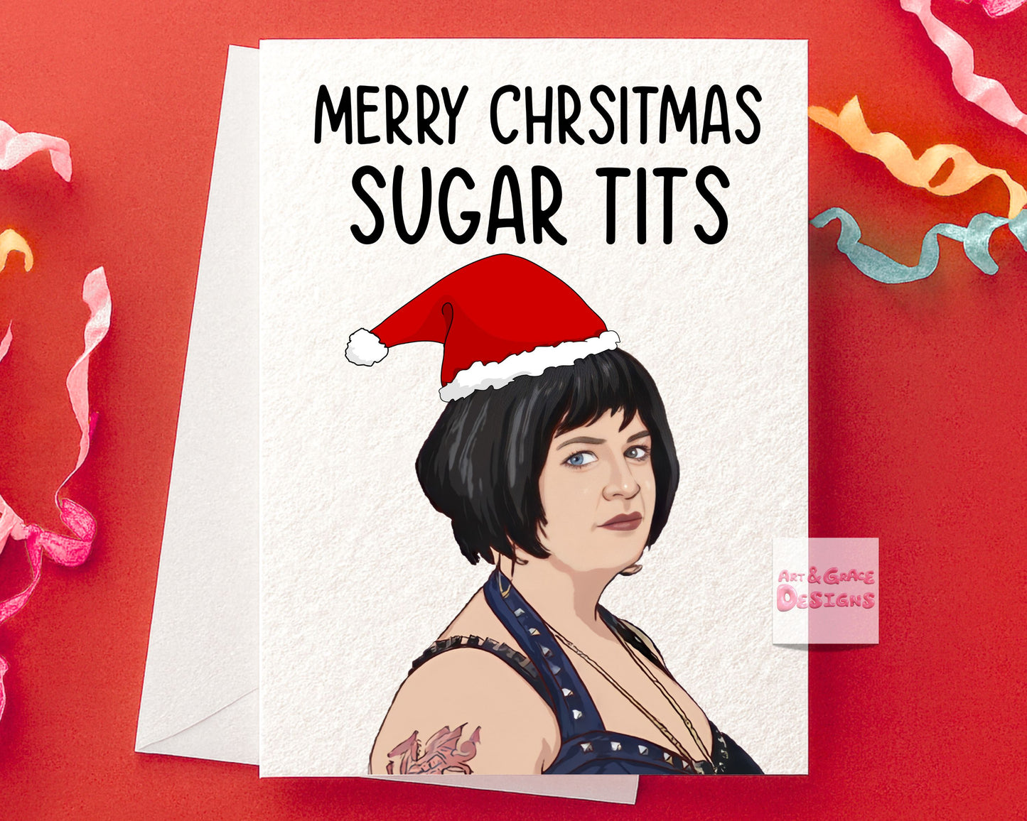 Nessa Greeting Card - Merry Christmas Sugar Tits - Humorous - Gavin and Stacey