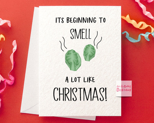Brussels Sprout Christmas Card -  Christmas Card Pack - Xmas Card - Funny Greeting Card