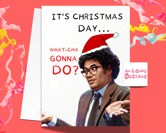 Richard Ayoade Christmas Greeting Card - Watcha Gonna Do? - Funny Comedian