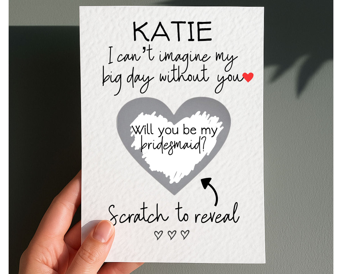 Will You Be My Bridesmaid Scratch Off Card Wedding Card, Maid Of Honour Scratch Surprise Reveal Luxury, Can't Imagine My Big Day Without You