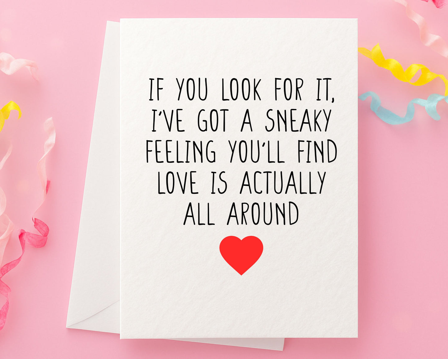 Cute Love Is All Around Greeting Card, Birthday Card For Partner, Boyfriend, Girlfriend, Friend
