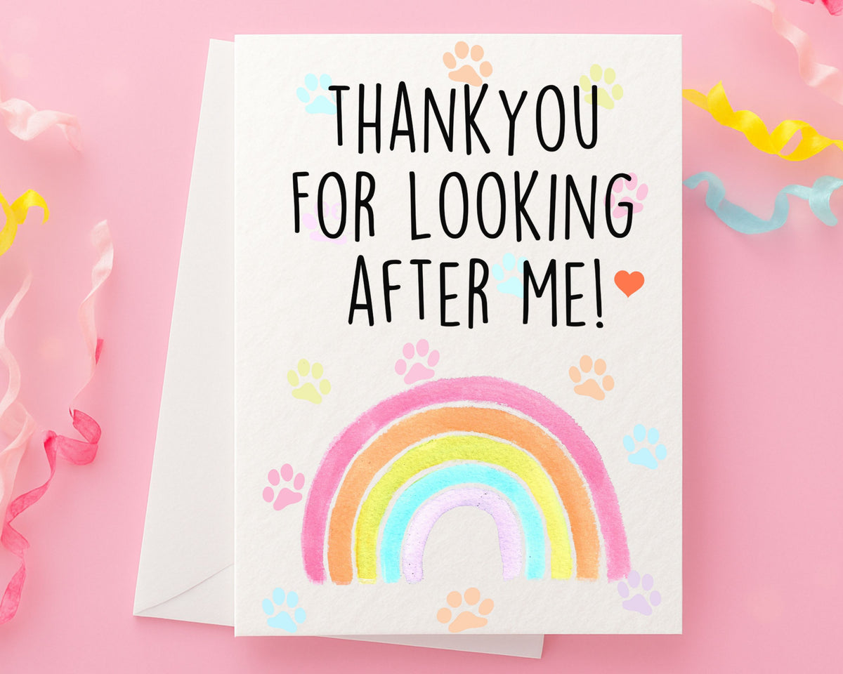 Dog Thank You Card, Thank You For Looking After Me Greeting Card