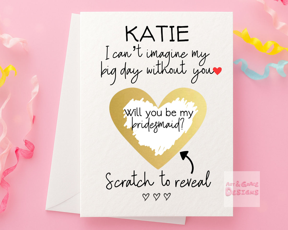 Will You Be My Bridesmaid Scratch Off Card Wedding Card, Maid Of Honour Scratch Surprise Reveal Luxury, Can't Imagine My Big Day Without You