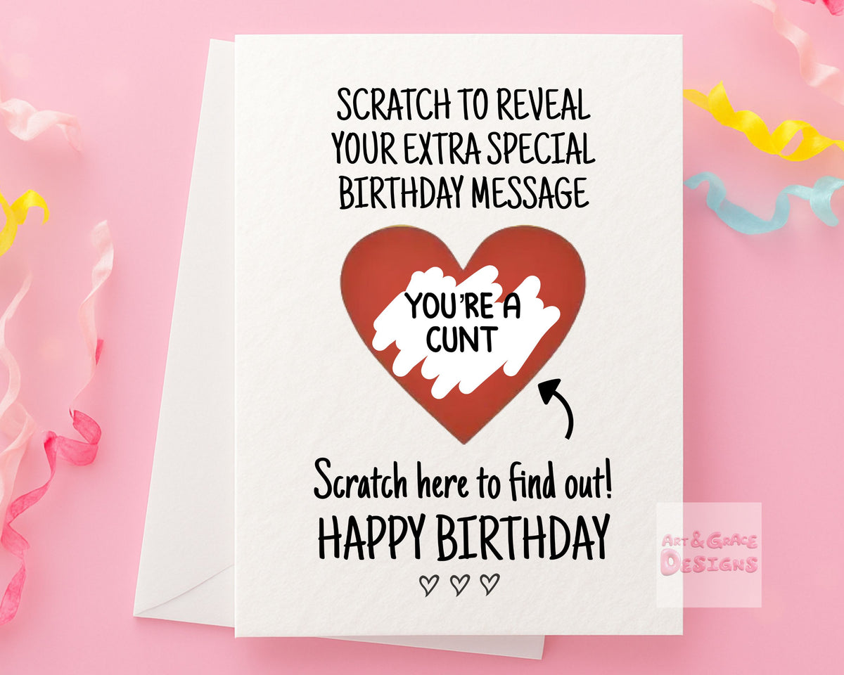 Funny Birthday Surprise Scratch Card, Cheeky Gift Reveal Greeting Card, Rude Birthday Gift For BoyFriend, Brother Partner, Husband