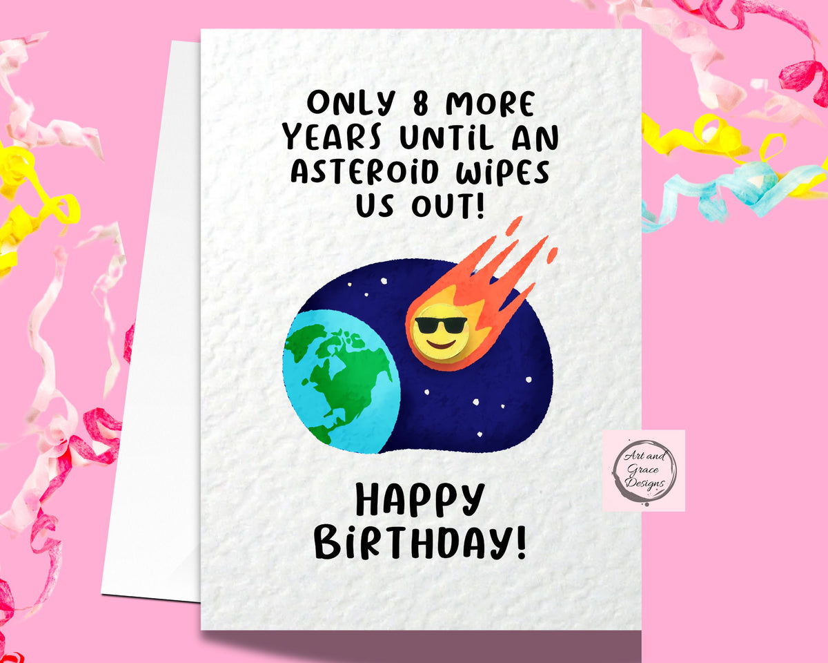 Asteroid Birthday Card, Birthday Card - YR4 Asteroid