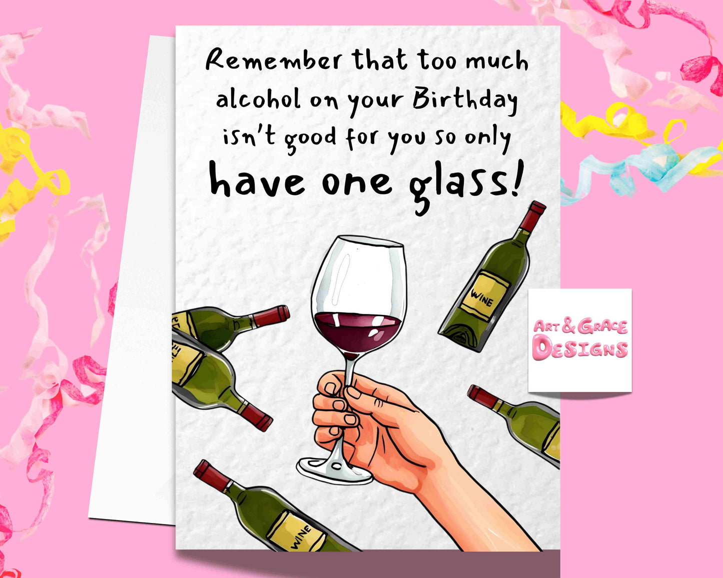 Wine Birthday Card For Friend - Funny Wine Lover Greeting Card - Best Friend Card