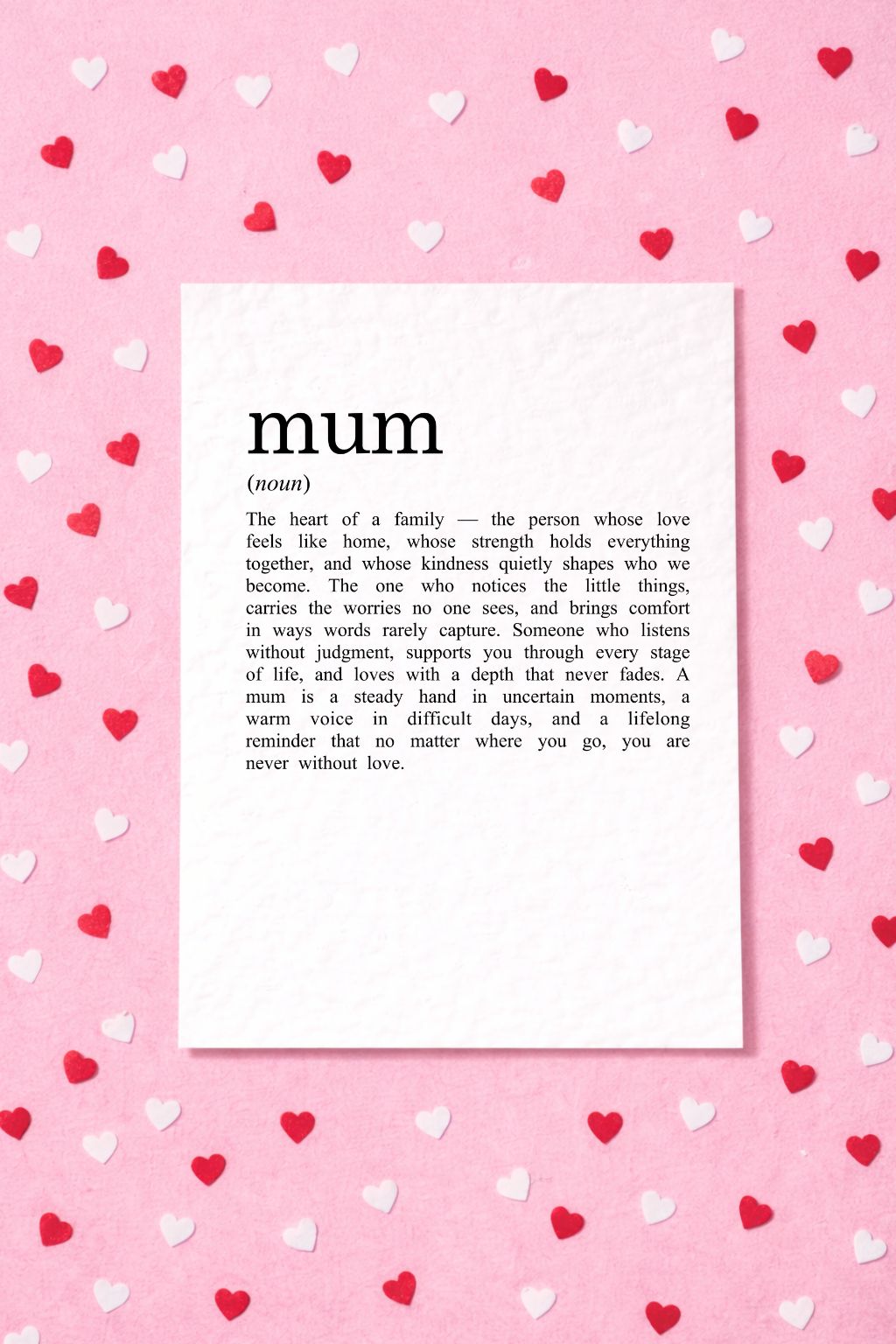 Mum Definition Greeting Card- Birthday Card For Mother, Thoughtful Quote