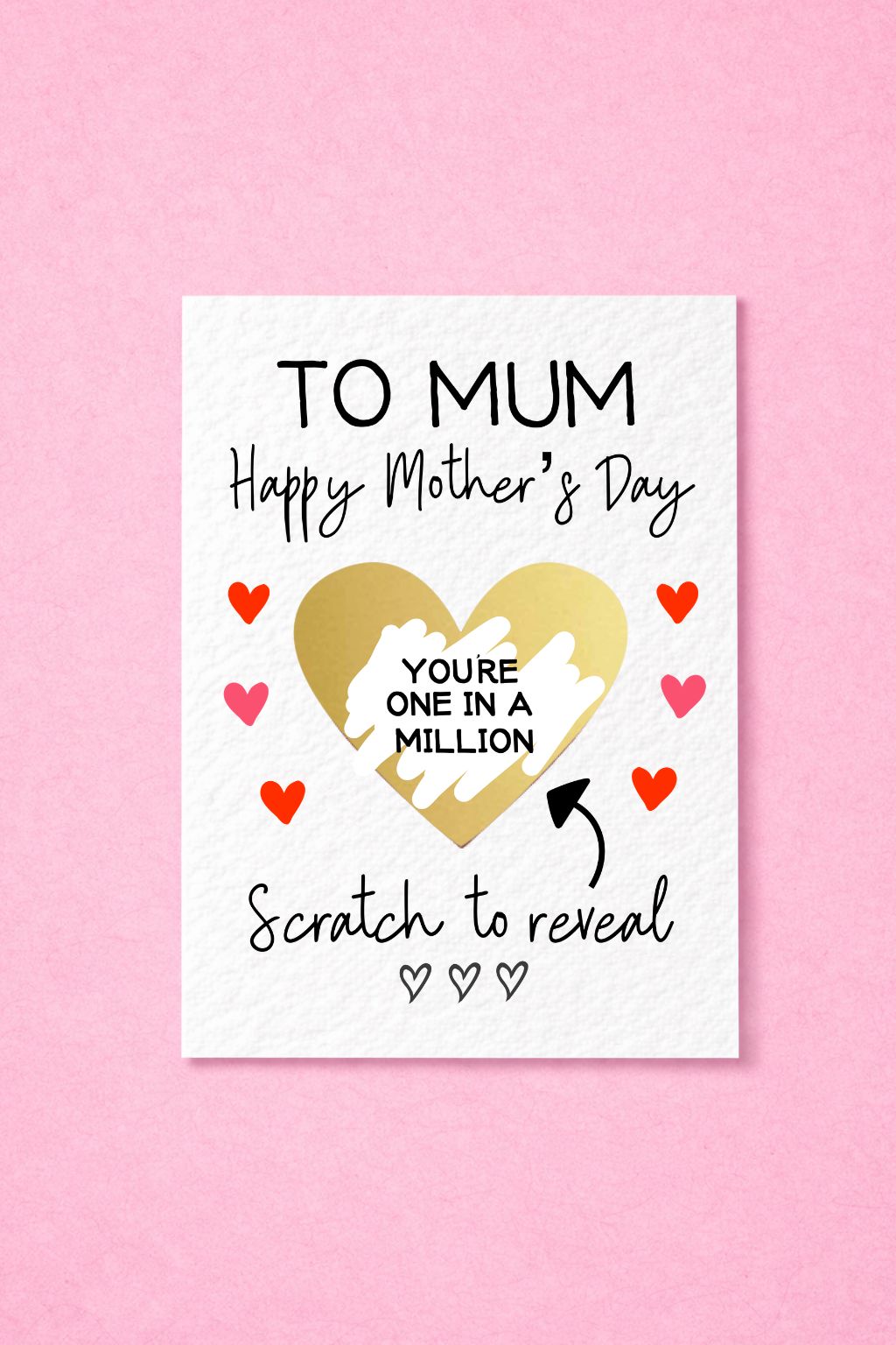 Mother's Day Surprise Card, You're One In A Million, Greeting Card, Surprise Gift, Gold Heart