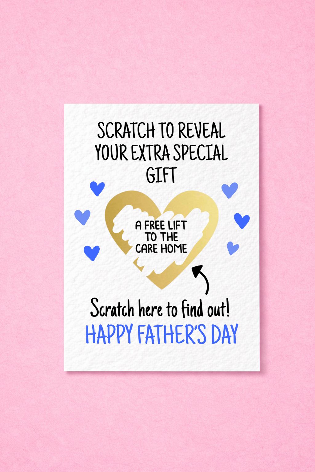 Fathers's Day Surprise Greeting Card, Gift Reveal, Funny Greeting Card, Surprise Gift, Gold Heart, Care Home Retirement Pun