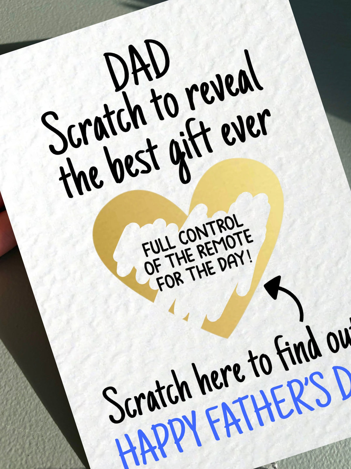 Father's Day Surprise Greeting Card, Gift Reveal, Funny Greeting Card, Surprise Gift, Gold Heart, Remote Control TV