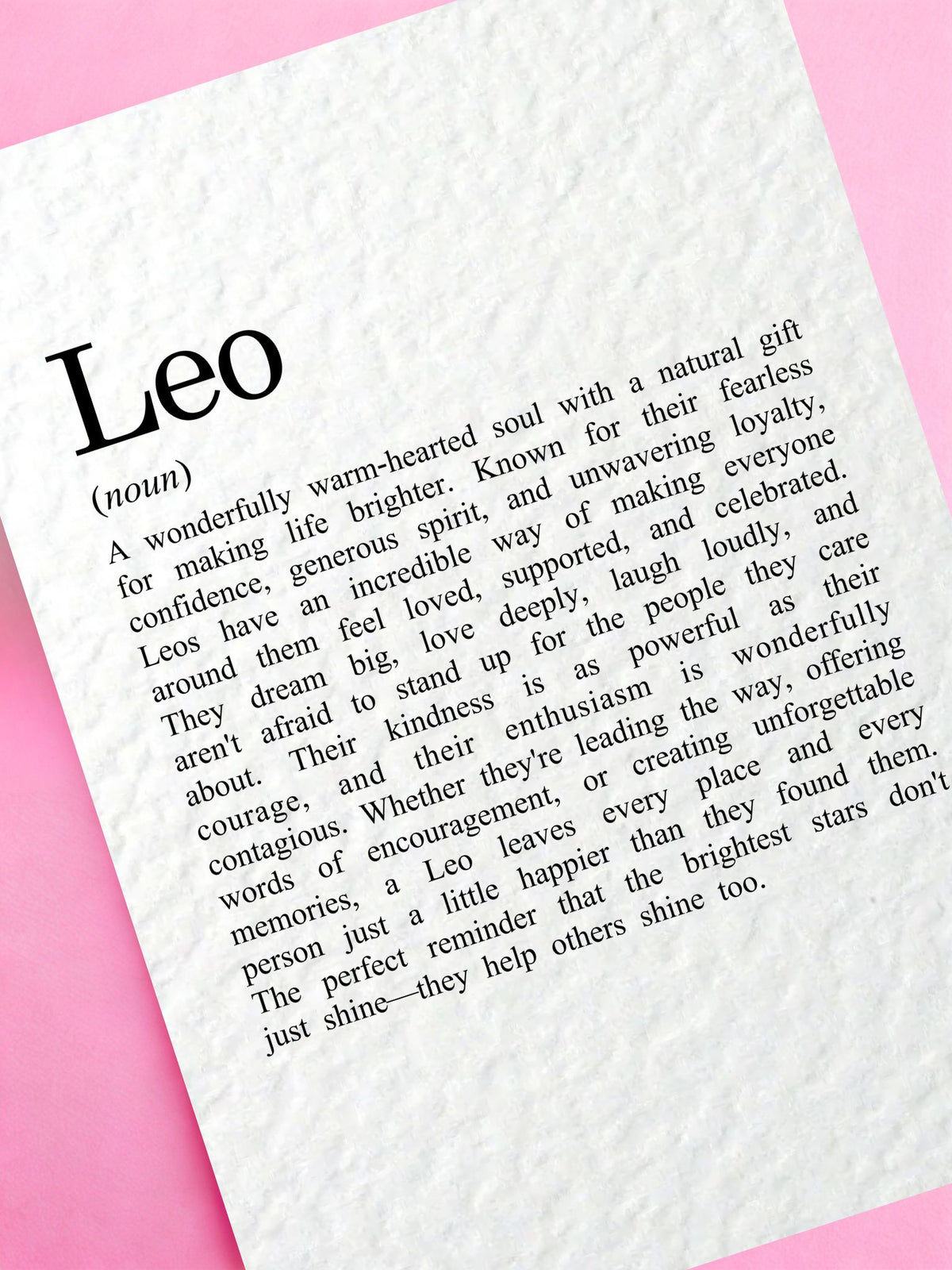 Leo Zodiac Birthday Card, Star Sign Definition Card, Astrology Leo Gift for Her, Horoscope, July August Birthday