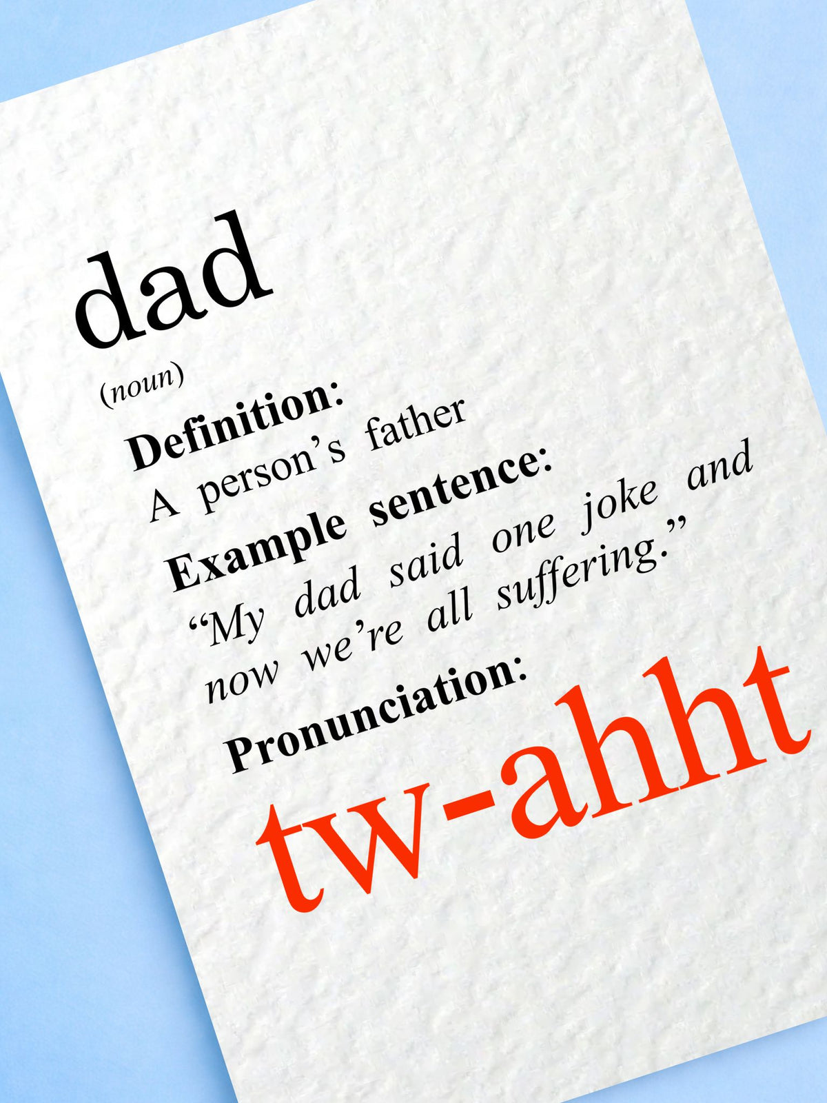 Dad Definition Greeting Card- Birthday, Father's Day Card For Father, Thoughtful, Rude Funny Quote