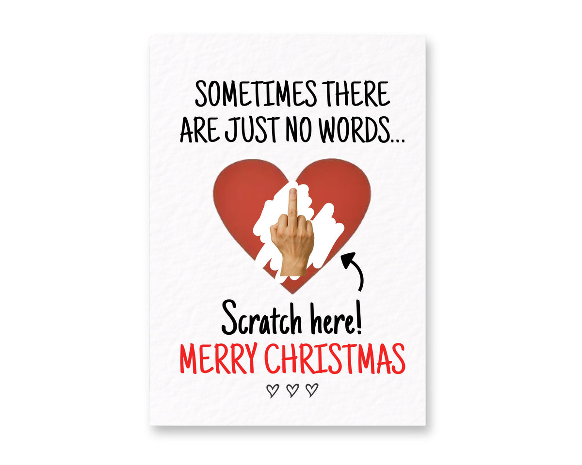 Funny Middle Finger Christmas Surprise Scratch Greeting Card, Cheeky Gift Reveal, Rude Gift For BoyFriend, Partner, Friend, Sibling