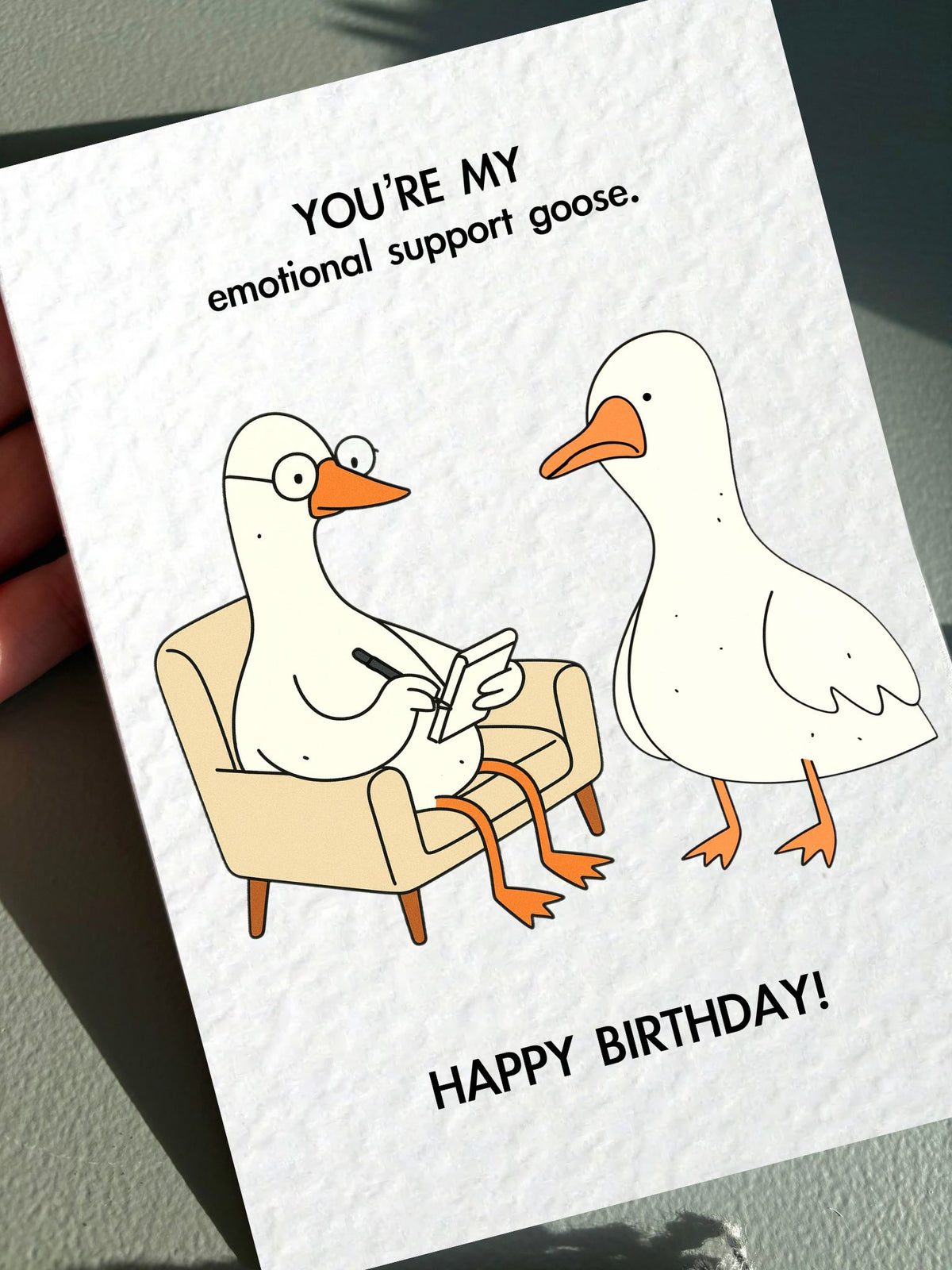 Funny Emotional Goose Birthday Card: Therapy Goose Comforting Friend, Cute Card For Best Friend, Sibling, Funny Geese Greeting Card