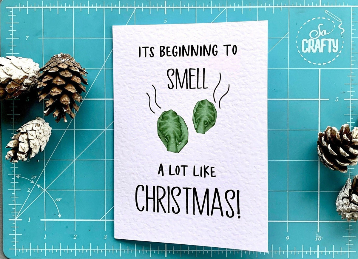 Brussels Sprout Christmas Card - Christmas Card Pack - Xmas Card - Funny Greeting Card