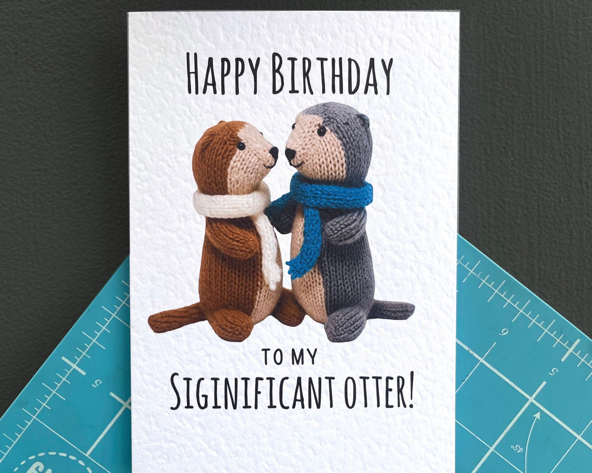 Cute Otter Card For Partner -Significant Otter - Other- Boyfriend And Girlfriend - Cute Knitted Otters - Beaver -Otters Holding Hands