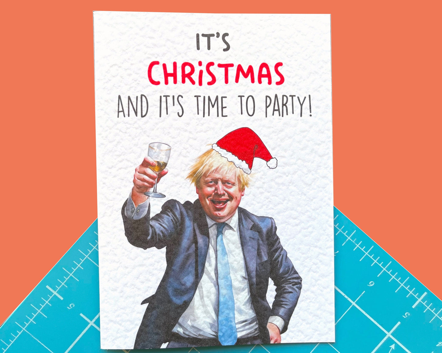 Boris Johnson Christmas Greeting Card - Funny Boris Johnson Holding Card- Work Event- Party- Boris Johnson Dancing