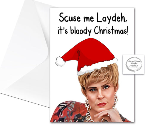 Charity Shop Sue Greeting Card -Christmas Card- Excuse me Laydeh! - Funny Sketch Show Comedy - Humorous Card