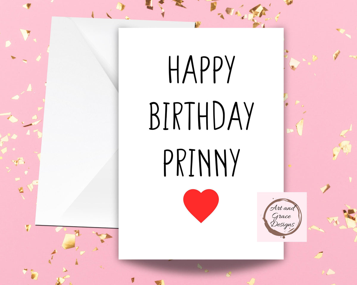 Prinny Card- Birthday Card For Partner -Best Friend - Girlfriend - Boyfriend