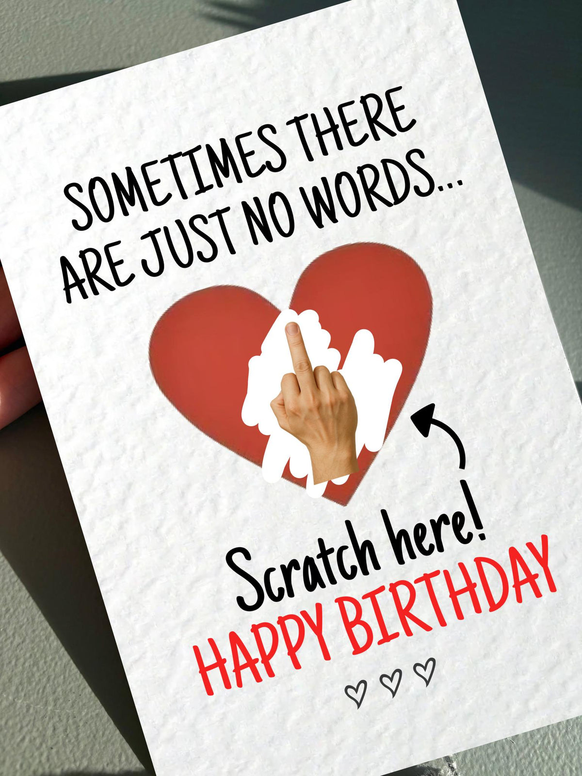 Funny Middle Finger Birthday Scratch Greeting Card, Cheeky Gift Reveal, Rude Gift, Sometimes There Are Just No Words