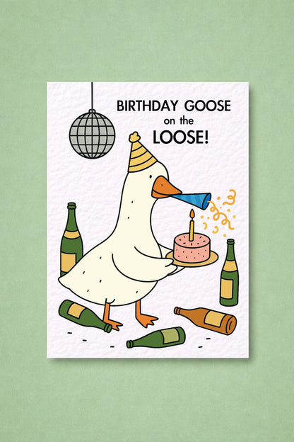 Silly Goose Birthday Card, Birthday Goose on the Loose, Cute Birthday Card, Funny Birthday Card