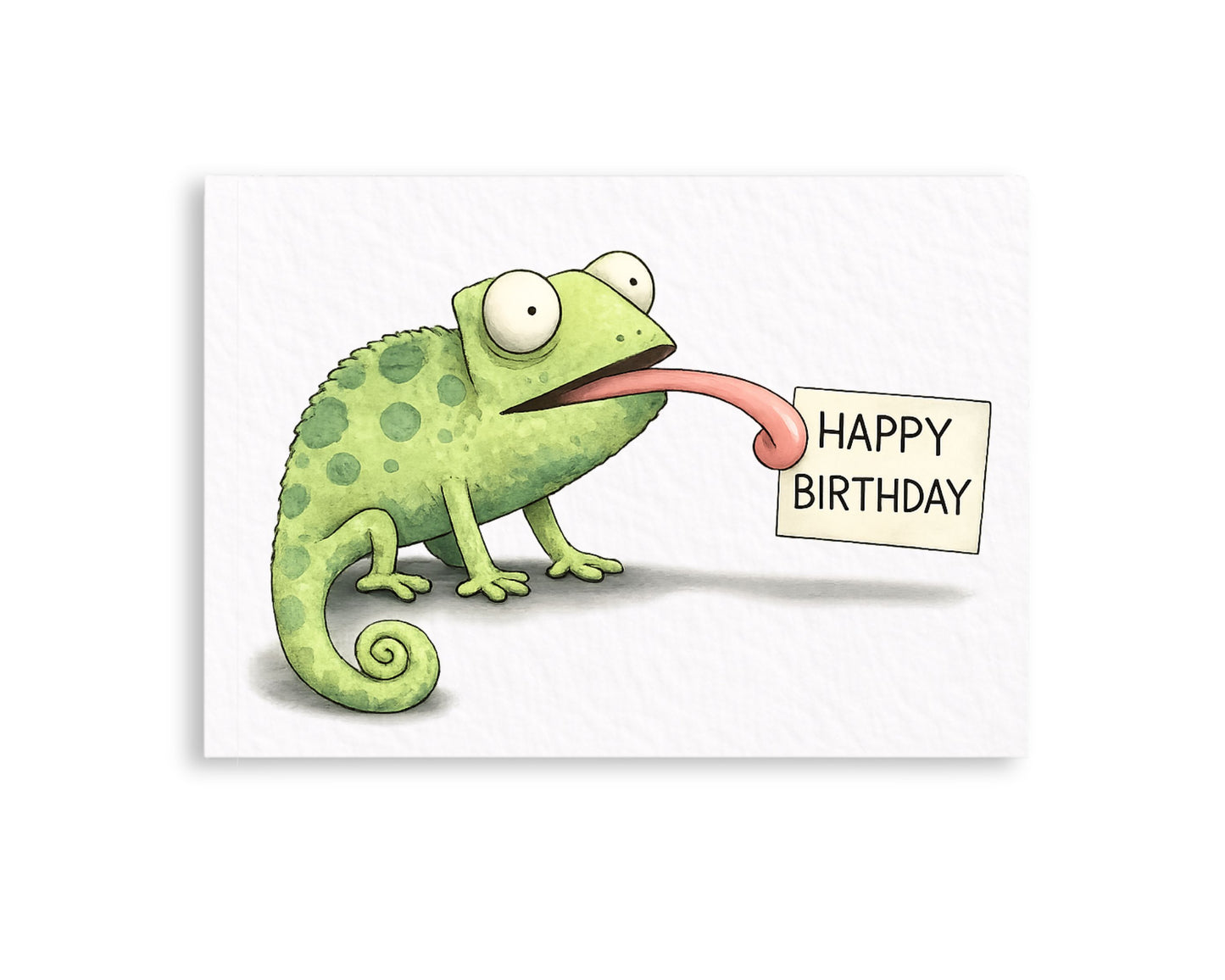 Funny Chameleon Birthday Card, Cute Reptile Illustration with “Happy Birthday” Design, Unique Animal Greeting Card, Quirky Humour Gift