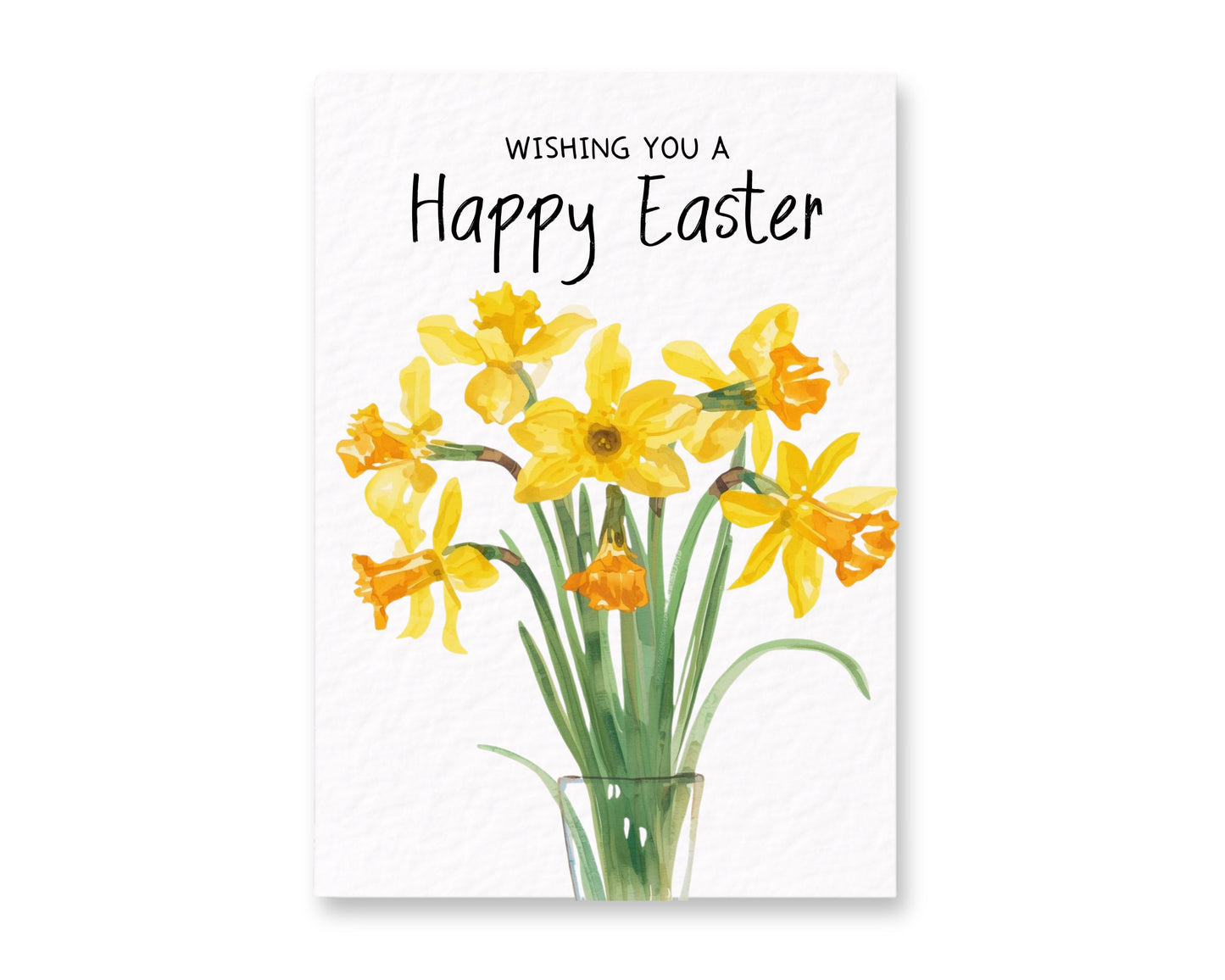 Easter Daffodil Card For Friend, Daughter, Granddaughter, Goddaughter, Any Relation, Cute Easter Bunny Card Flowers