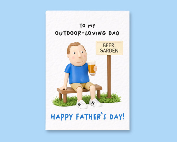 Father's Day Funny Card: Beer Garden Humorous Greeting Card, Outdoor Joke Gift