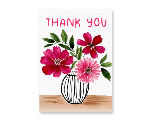 Luxury Thank You So Much Card - Cute Wild Flowers Gratitude Greeting