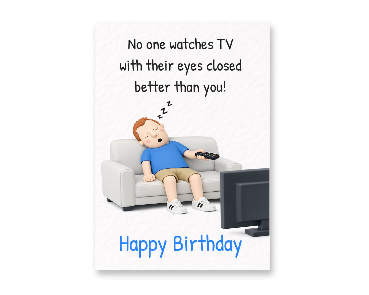 Funny Birthday Card: Dad Watching TV Fallen Asleep Humorous Greeting Card, Joke Gift