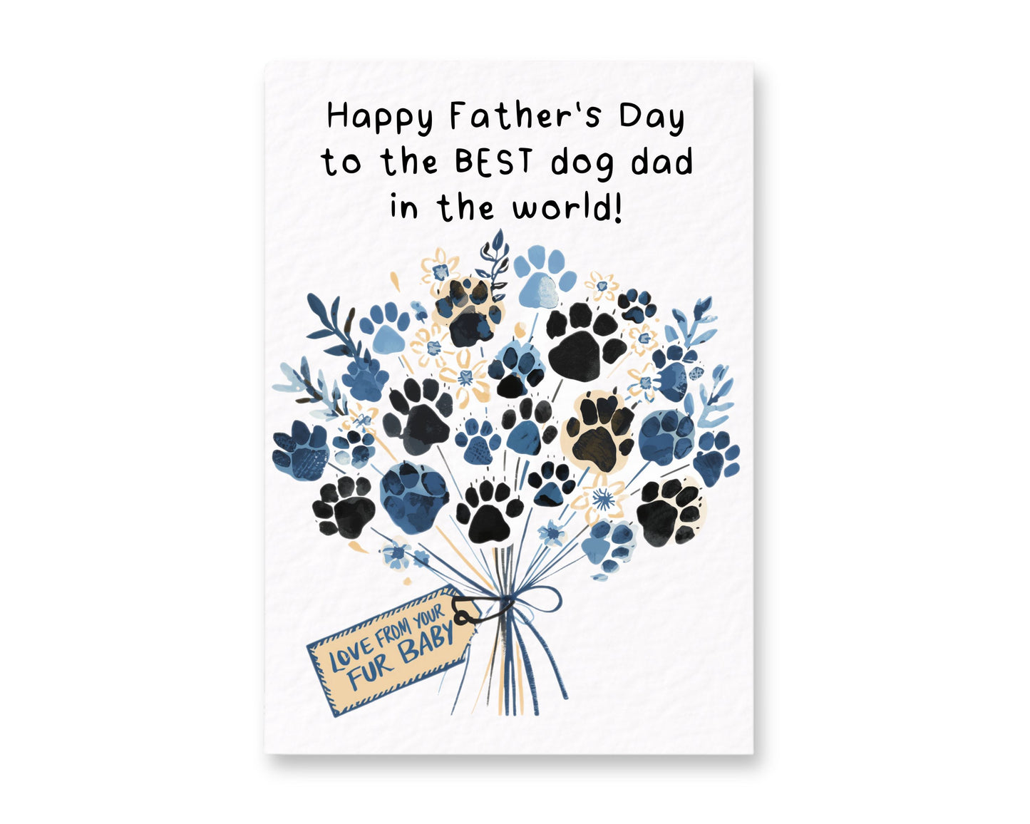 Father's Day Card From The Dog, Pet Birthday Greeting Card, Paw Print Bouquet