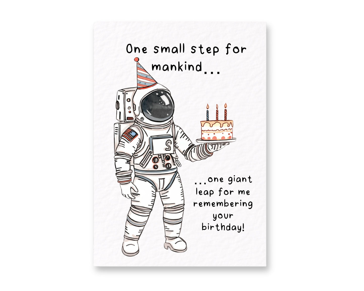 Space Astronaut Card Greeting Card, One Small Step For Mankind-  Birthday, Cute Card For Friend, Child.