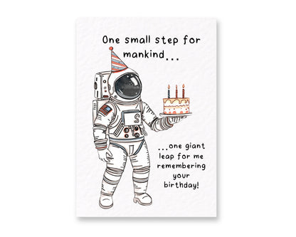 Space Astronaut Card Greeting Card, One Small Step For Mankind-  Birthday, Cute Card For Friend, Child.