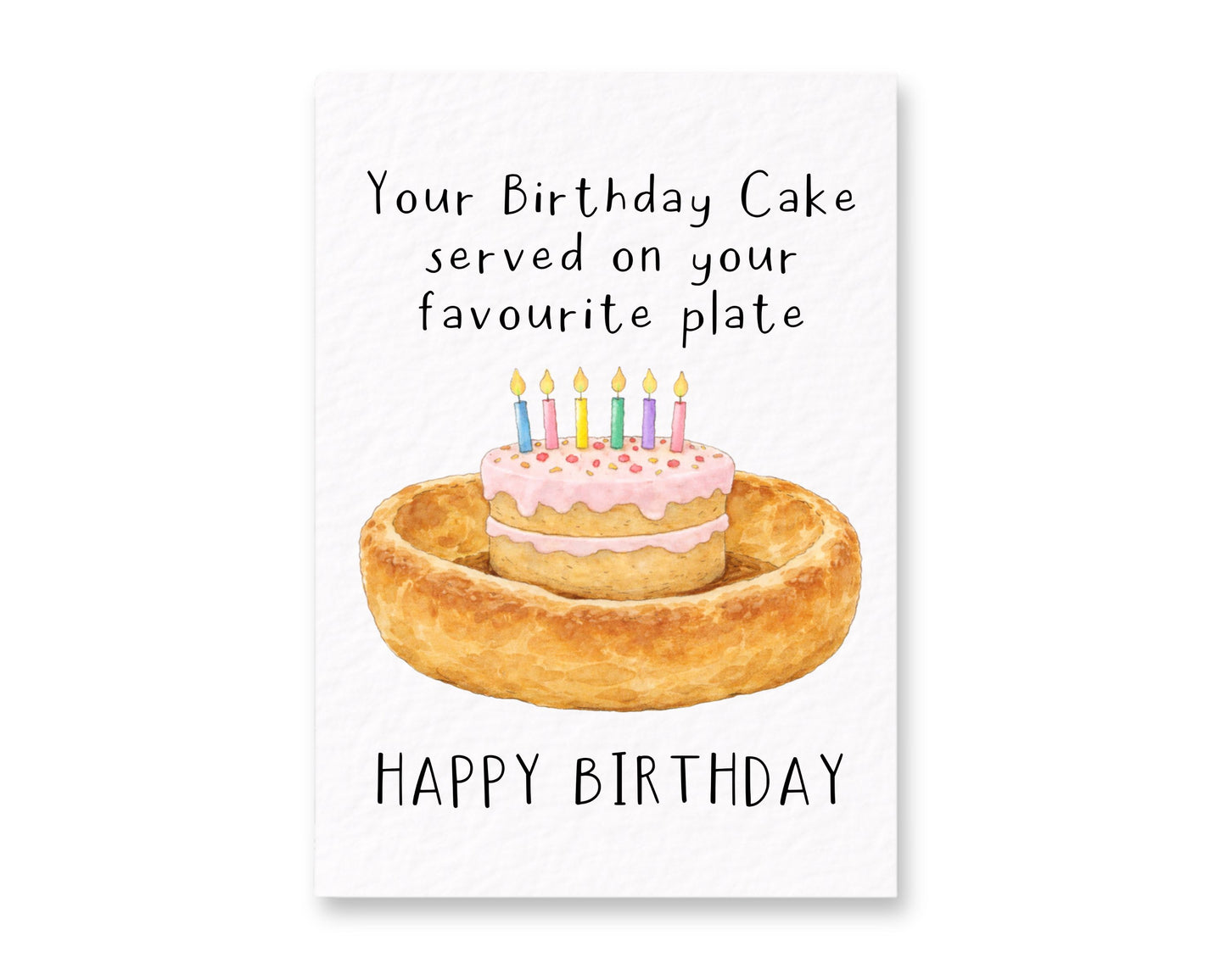 Giant Yorkshire Pudding Birthday Cake Greeting Card For Best Friend, Sibling, Relative, Favourite Plate