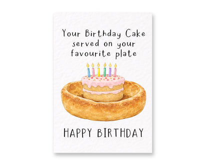 Giant Yorkshire Pudding Birthday Cake Greeting Card For Best Friend, Sibling, Relative, Favourite Plate