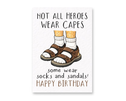 Funny Birthday Card: Humorous Greeting Card, Socks And Sandals Gift For Dad, Father, Friend, Uncle, Grandad