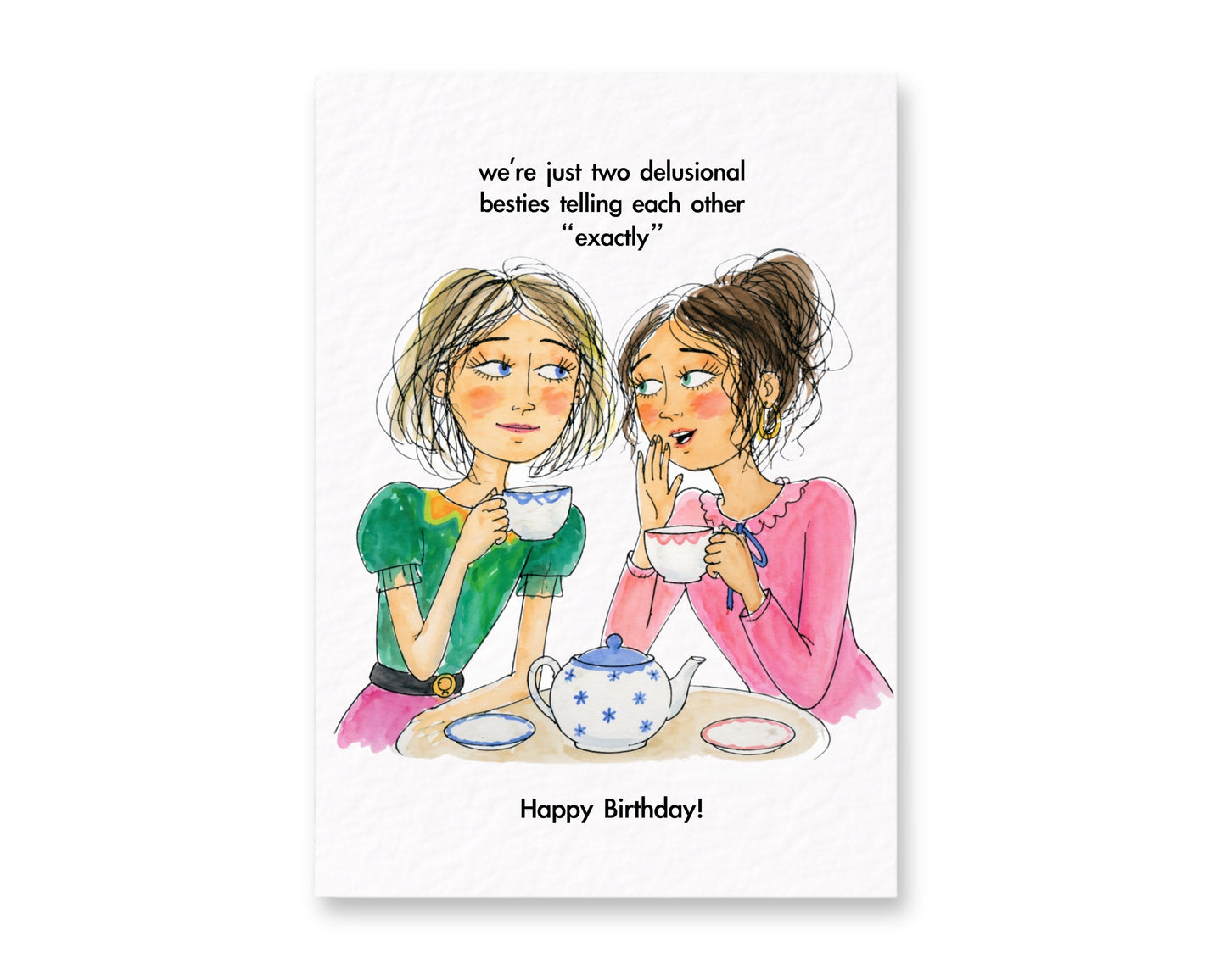 Funny Birthday Card For Friend, Relatable Bestie Whimsical Drawing Illustration Greeting, Gift