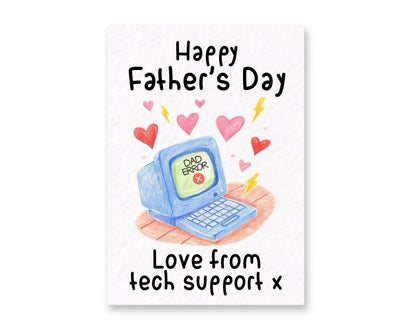 Tech Support, Fathers Day Greeting Card, Laptop, Computer Wizard, Funny Tech Dad Gift
