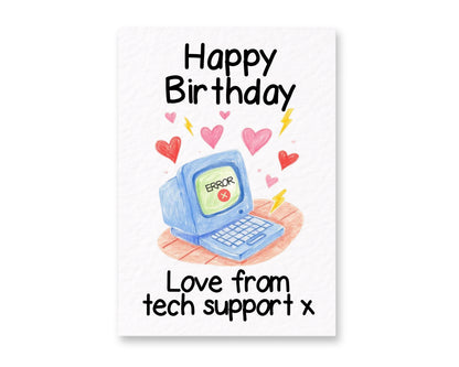 Tech Support, Birthday Greeting Card For Parent, Laptop, Computer Wizard, Funny Tech Dad, Mum Gift