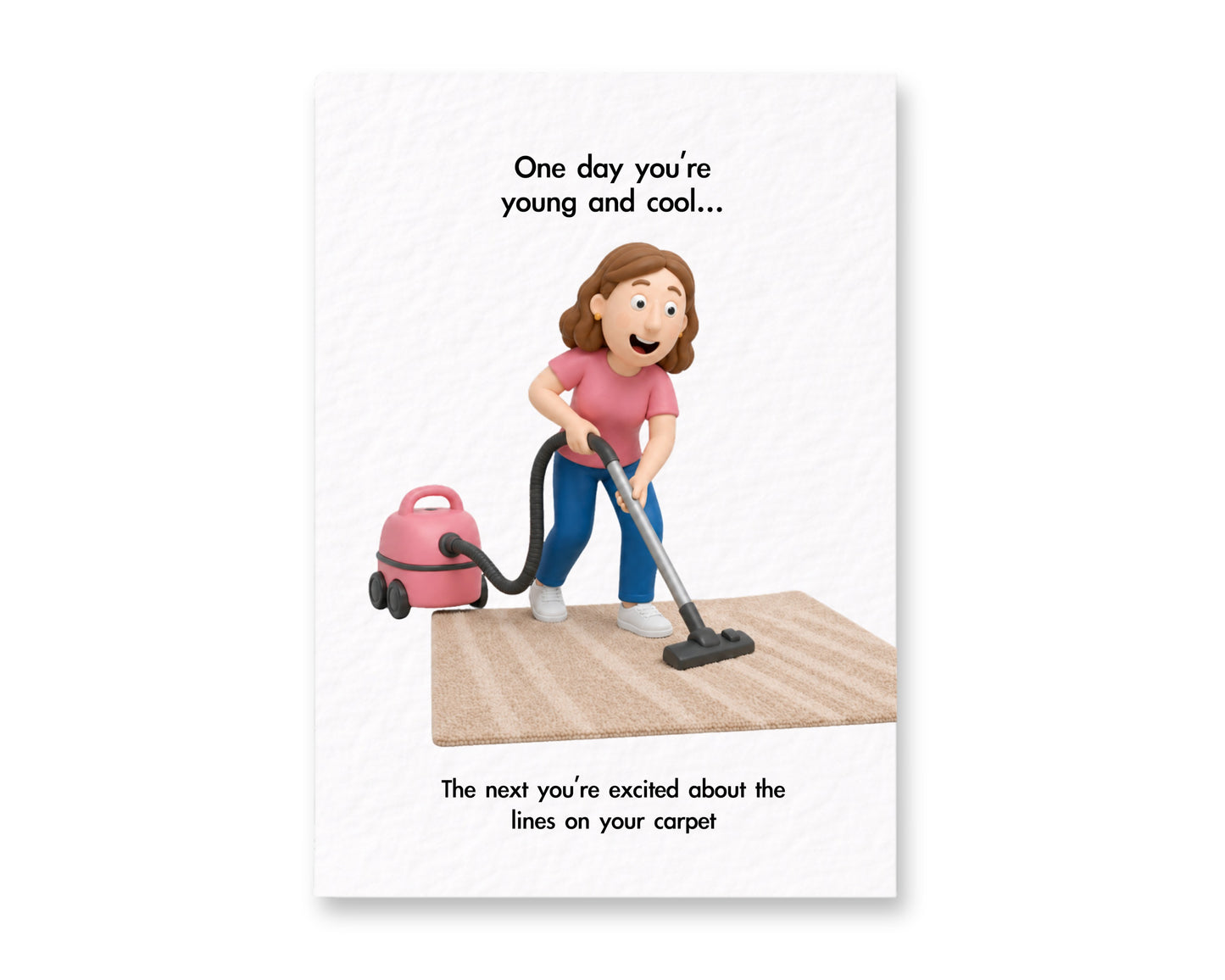 Funny Adulting Birthday Card, “One Day You’re Young and Cool…” Vacuum Carpet Lines Card, Humorous Growing Up Card, Friend Gift