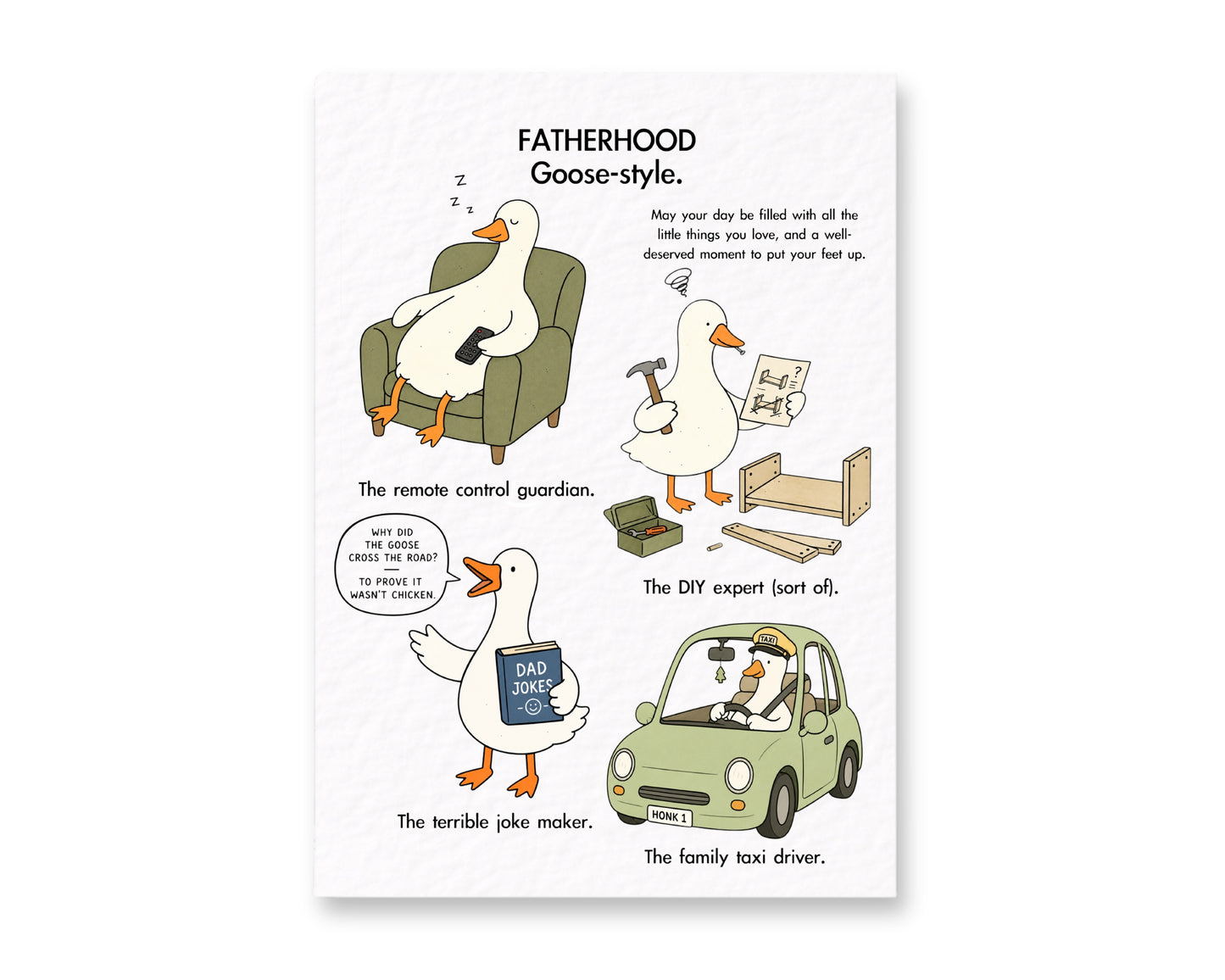 Funny Goose Father’s Day Card – Cute Dad Card from Daughter or Son – Humorous “Goose-style Fatherhood” Greeting Card